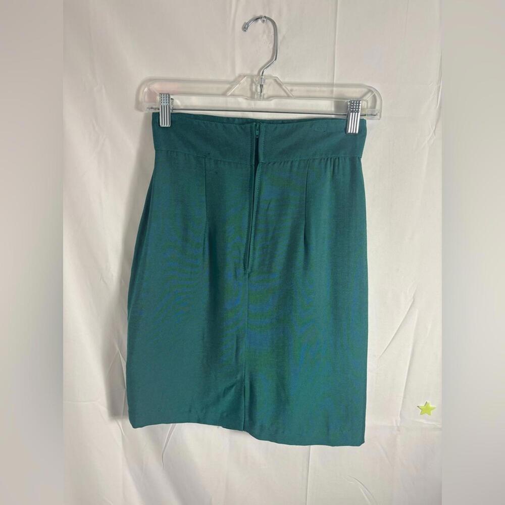 VTG 90s Teal+Black Velvet Structured Blazer and Pencil Skirt Set Size S - Picture 7 of 15